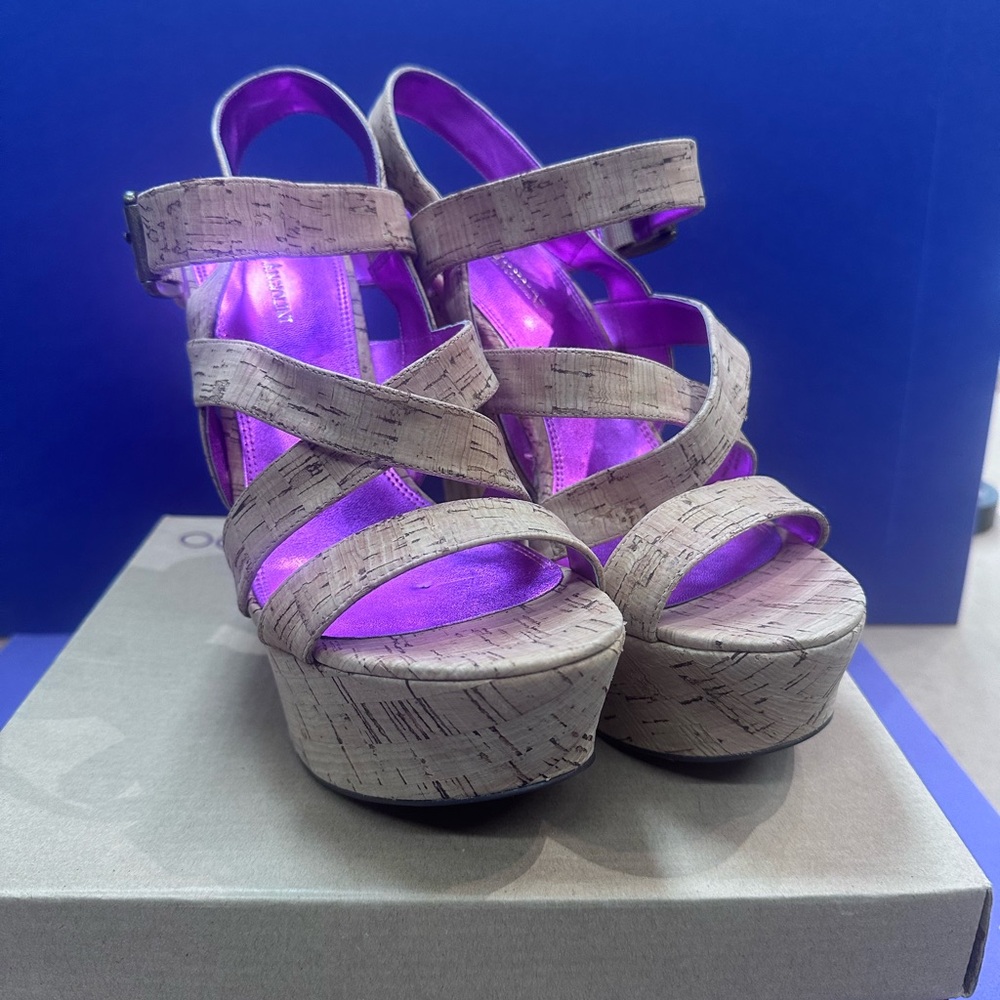 Enzo Angiolini real cork platform strappy sandal NIB Size 11